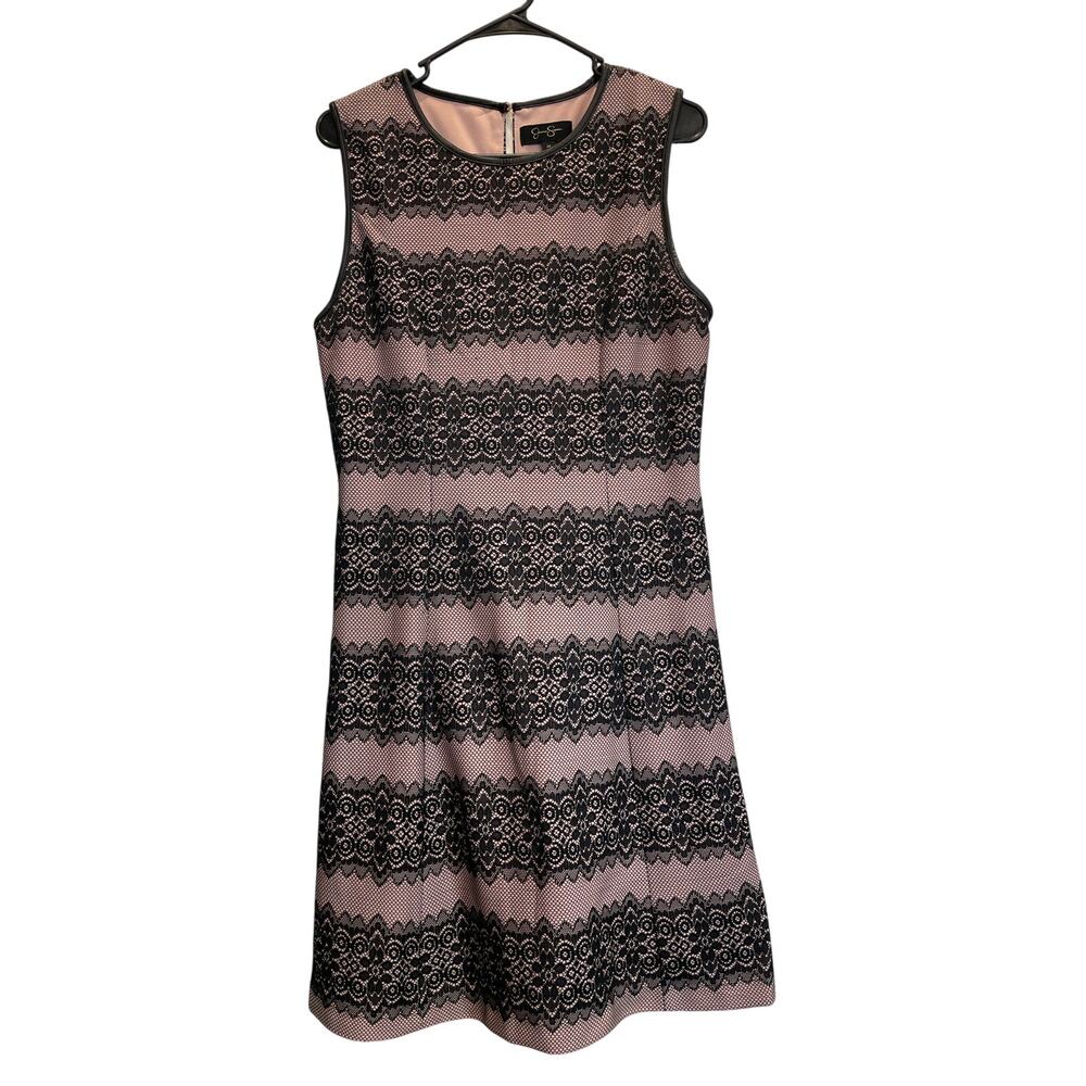 Jessica Simpson black lace mauve pink dress 10 ladies